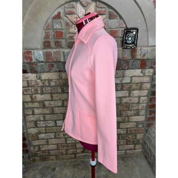 Jacket Vintage 1970sdouble knit polyester pink zip front - Picture 5 of 10